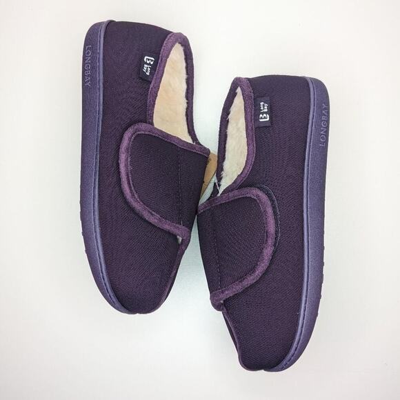 Longbay slippers purple adjustable faux Sherpa lined women's size 9 - Picture 2 of 5